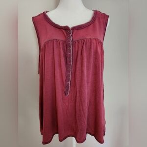 Free People Burgundy Sleeveless Henley - XS